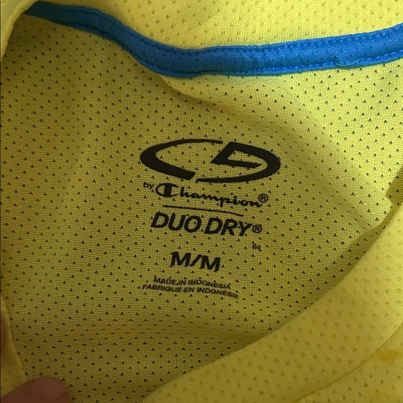 Champion DuoDry Men's Neon Yellow Athletic Shirt - Medium - Picture 2 of 5